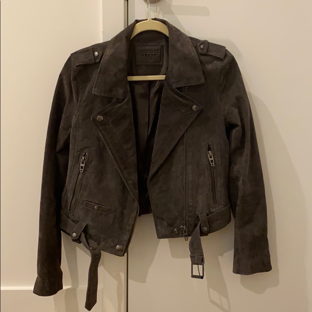 BlankNYC Shadow Grey Suede Moto Jacket